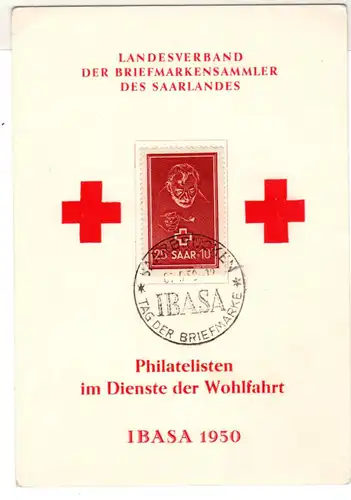 Saarland: Rotes Kreuz 1950 auf Maximumkarte