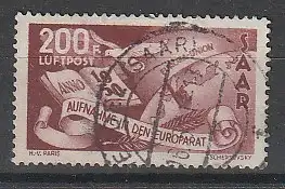 Saarland 200-Fr-Europarat mit PF I, gest., Attest Geigle