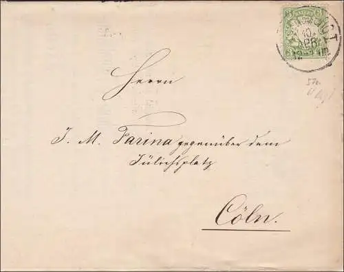 Bavière: 1880, lettre avec lettre au format A3 de Regensburg à Cöln