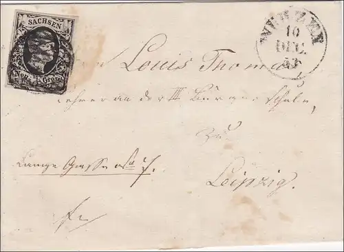 Saxe: Lettre pour Leipzig 1853.