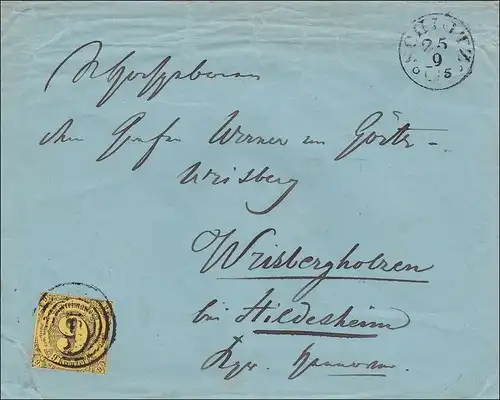 Thurn et taxis: Lettre à Wisberghausen près de Hildesheim 1855