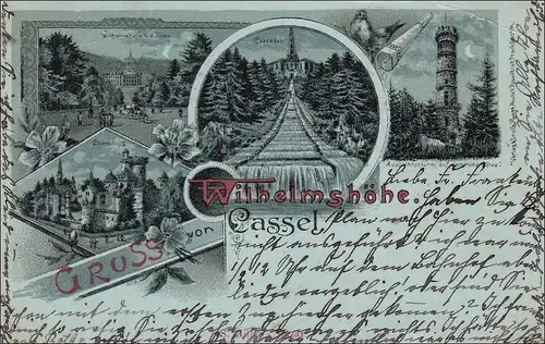 Carte de vue Kassel Wilhelmshöhe vers Rottenburg 1900
