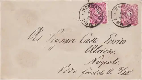 Envois de marchandises entières de Warmbrunn à Napoli 1882
