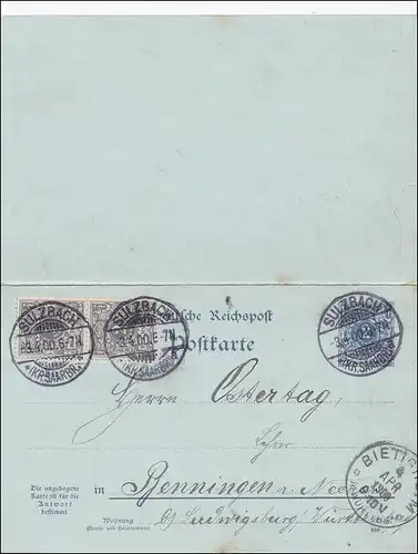 A propos complet de Sulzbach vers Benningen/Bietigheim 1900