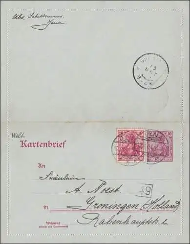 Germania: Cartes de Jena à Groningue Holland 1904