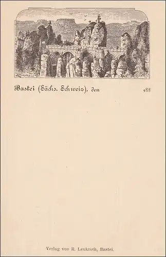 Carte complète inutilisé avec l'image arrière Bastei (Sächs. Suisse) 1888