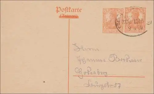 Ganzsache Germania 1920 Zugstempel P113 A