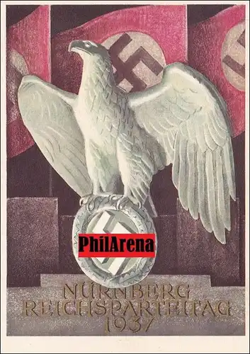 Carte de propagande: Journée du Parti Reich Nuremberg 1937 avec un cachet spécial