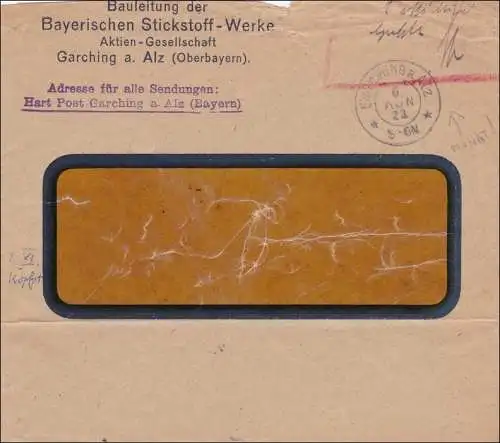 Gebühr bezahlt: Brief aus Garching 1923