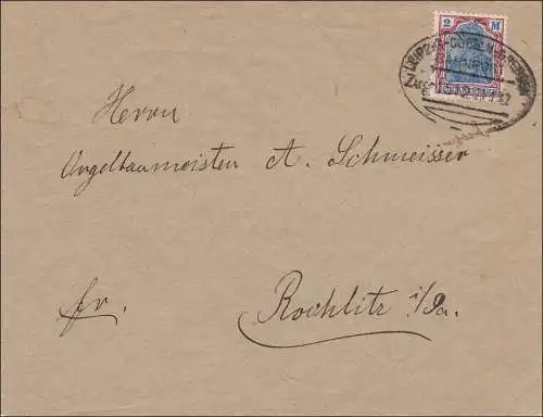 Poste ferroviaire: Lettre de Meissen à Rochlitz, Zugschamp Leipzig-Göbeln-