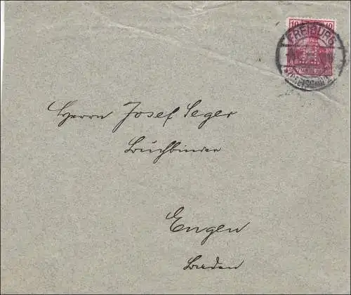 Perfin: Lettre de Fribourg, H