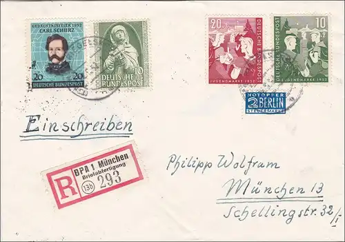 Lettre recommandée BPA Munich 1952.. ...