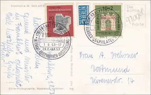 AK Frankfurt Main vers Dortmund, Special Timbres Exposition 1953