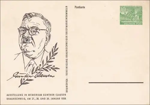 Ganzsache Günther Clausen 1956