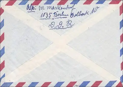 RDA: Lettre postale aérienne de Berlin en Suisse 1974