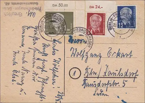 RDA: 1950: Carte de Berlin Dom - Eckrand Marches