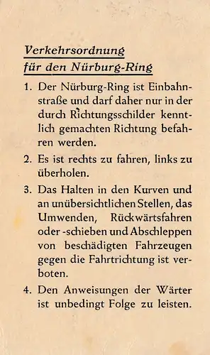 Carte pour 1 tour sur le Nürburgring, 0,50 RM - Nüburging GmbH