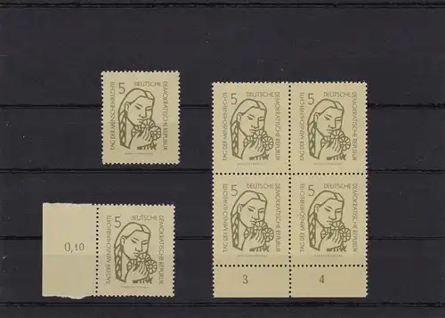 DDR: MiNr. 548 I, II, V, postfrisch, **