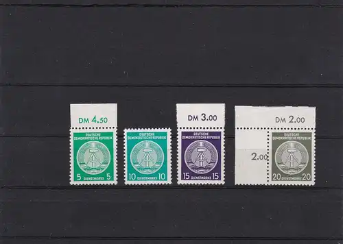 DDR: MiNr. D18, 19, 21, 22II XII, postfrisch