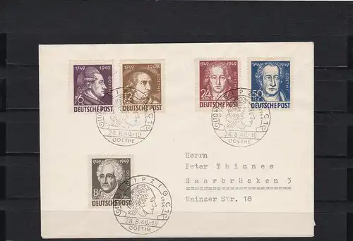 SBZ: Min. 234-238, Goethe, cacheté avec un cachet spécial rare Leipzig 1949