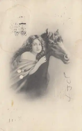 USA: Dallas Texas 1914: Exposition au corn - Carte de visite Femme à cheval - maïs