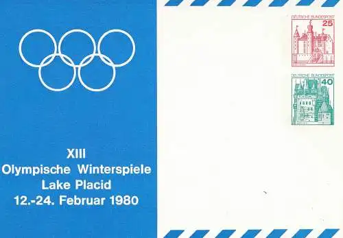 XIII. Olympische Winterspiele Lake Placid 12.-24.2.1980 - Ganzsache