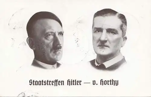 Carte de propagande: Rencontre d'État Hitler-v. Horthy