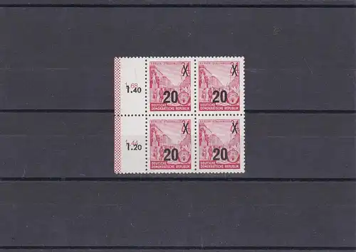 DDR: MiNr. 439 aII g XI, **, Viererblock, BPP Attest, Jahrgang 1954 SELTEN !!!