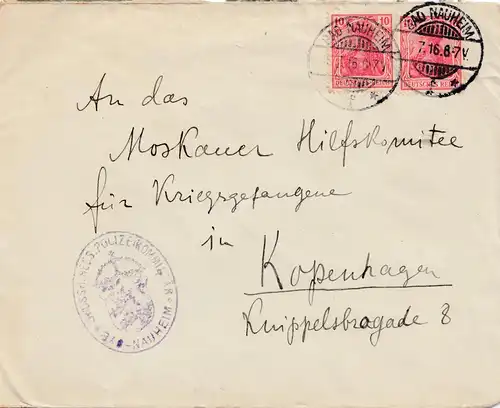 Zensur: 1916: Bad Nauheim nach Kopenhagen Polizeikomissär