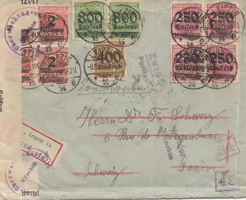 Censuration: 1923: Enregistration de Leipzig en Suisse: Taxe postale