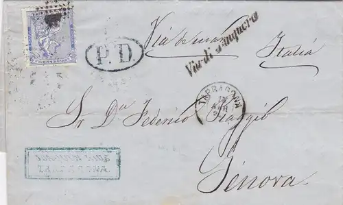 Letter from Spain to Italie 1874