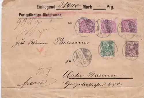 1900: Dienstsache Wert von Düsseldorf nach Unter Barmen