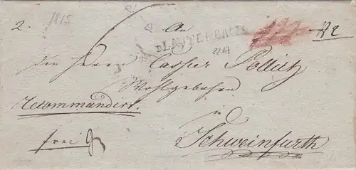 1815: Lettre de Lauterbach à Schweinfurth, Recommandé