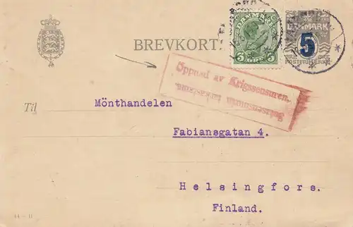 Danemark: 1919: Affaire entière Faaborg vers Finlande - censure de guerre