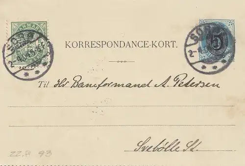 Dänemark: 1904: Ganzsache-Kartenbrief von Sors mit Textinhalt