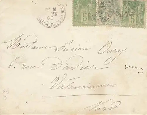 France:1900: Lettre pour Valenciennes