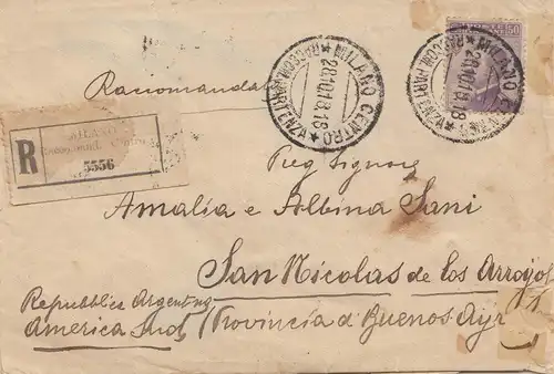 Italien: 1918: Brief von Milano nach San Nicolas - Argentina