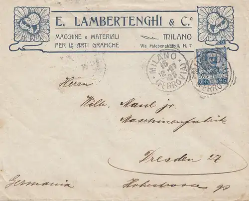 Italie: Milano 1907 vers Dresde