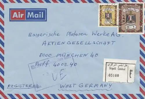 Libye: 1977: Air Mail Tripoli à Munich