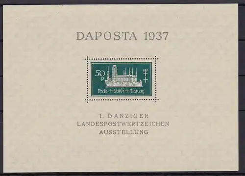 Danzig MiNr. Block 1bIII, Abart III, postfrisch, Luxus