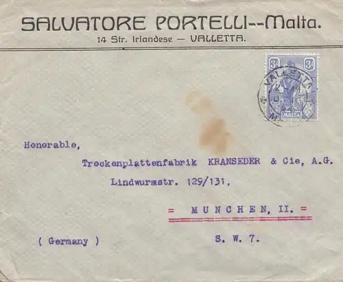 Malta: 1923: Brief nach München