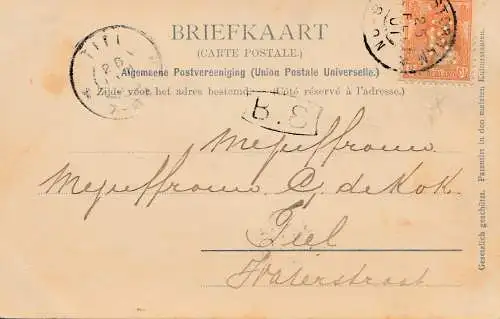 Niederlande: 1901: Ansichtskarte Amsterdam  - Perfin