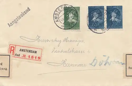 Pays-Bas: 1938: recommandé Amsterdam -Hannover - Surveillance des changes