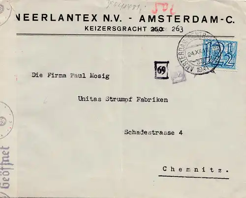 Niederlande: 1941 Amsterdam nach Chemnitz - OKW Zensur