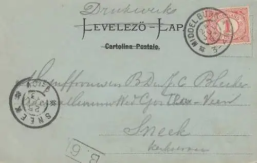 Niederlande: 1903: Levelezö Lap: Middel Burg nach Sneek - Ansichtskarte