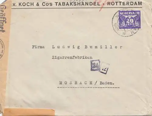 Niederlande: 1942: Rotterdam nach Mosbach OKW Zensur