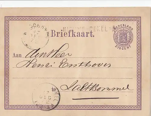 Pays-Bas: 1872: Ganzache - Briefkaart