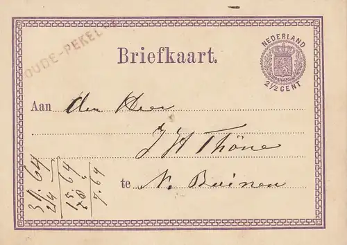 Pays-Bas: 1872: Ganzache - Briefkaart Dude Pekel