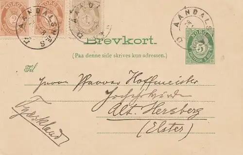 Norvège: 1908: Aandalsnes à Herzberg