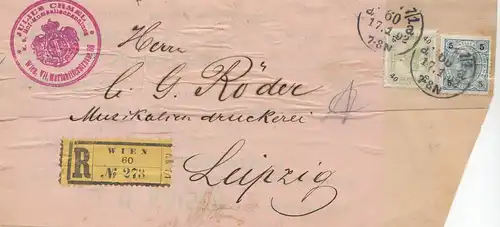 Autriche: 1902: Vienne en lettre recommandée à Leipzig, partie de l'adresse